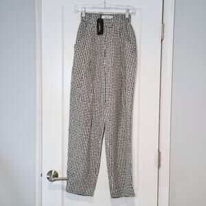 Vivienne Hu High Waist Houndstooth Pleated Trousers Size 2 NWT